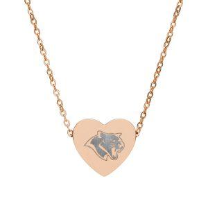 Engraved Heart Necklace with Cougar Motif — Personalized Animal Charm