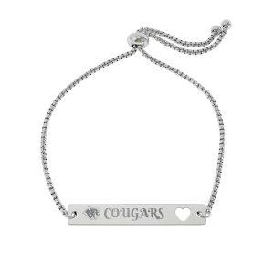 Adjustable Engraved Heart Bar Bracelet — Personalized Cutout Heart Name Plate