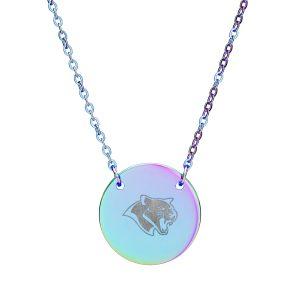 Engraved Circle Necklace — Cougar Head Personalized Pendant